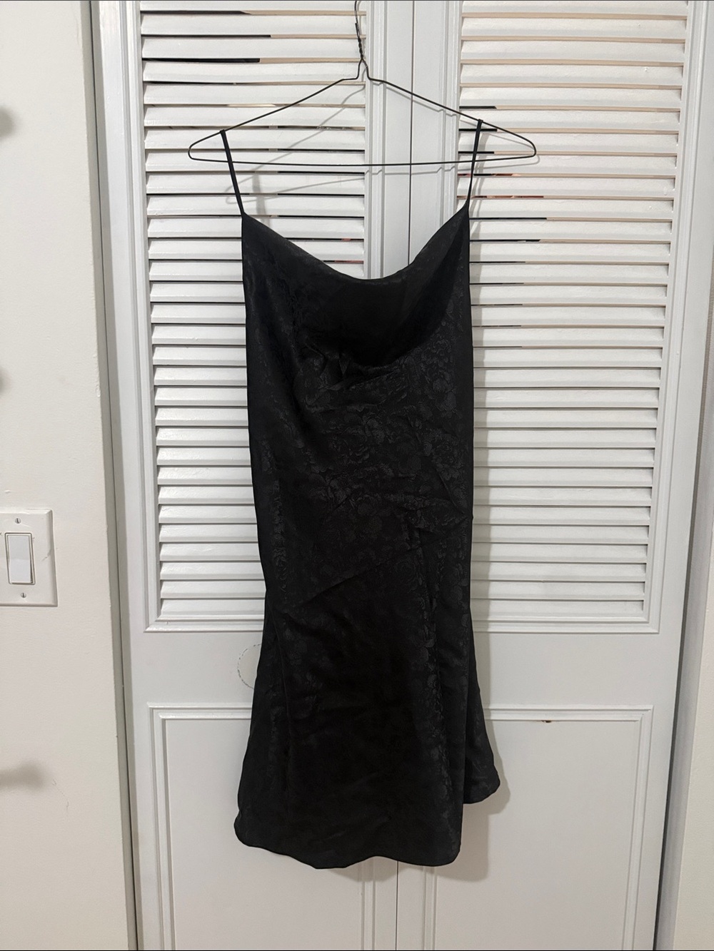 Black Satin Slip Dress with Cowl Neck (Brand New)